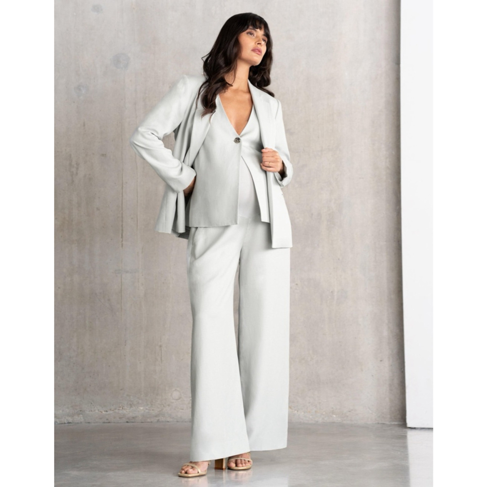 Seraphine Overbump Wide Leg Maternity Trousers – White Luxe, Size 10